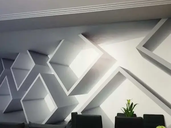 3D hatású poszter tapéta nappaliban